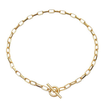 18ct Gold Vermeil Chunky Chain Link T Bar Necklace, 3 of 8