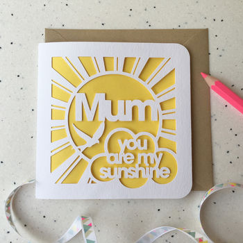 Mum, Dad … You Are My Sunshine Papercut Card, 3 of 5