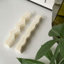 Pair Of Zig Zag And Wave Pillar Candles, thumbnail 1 of 4
