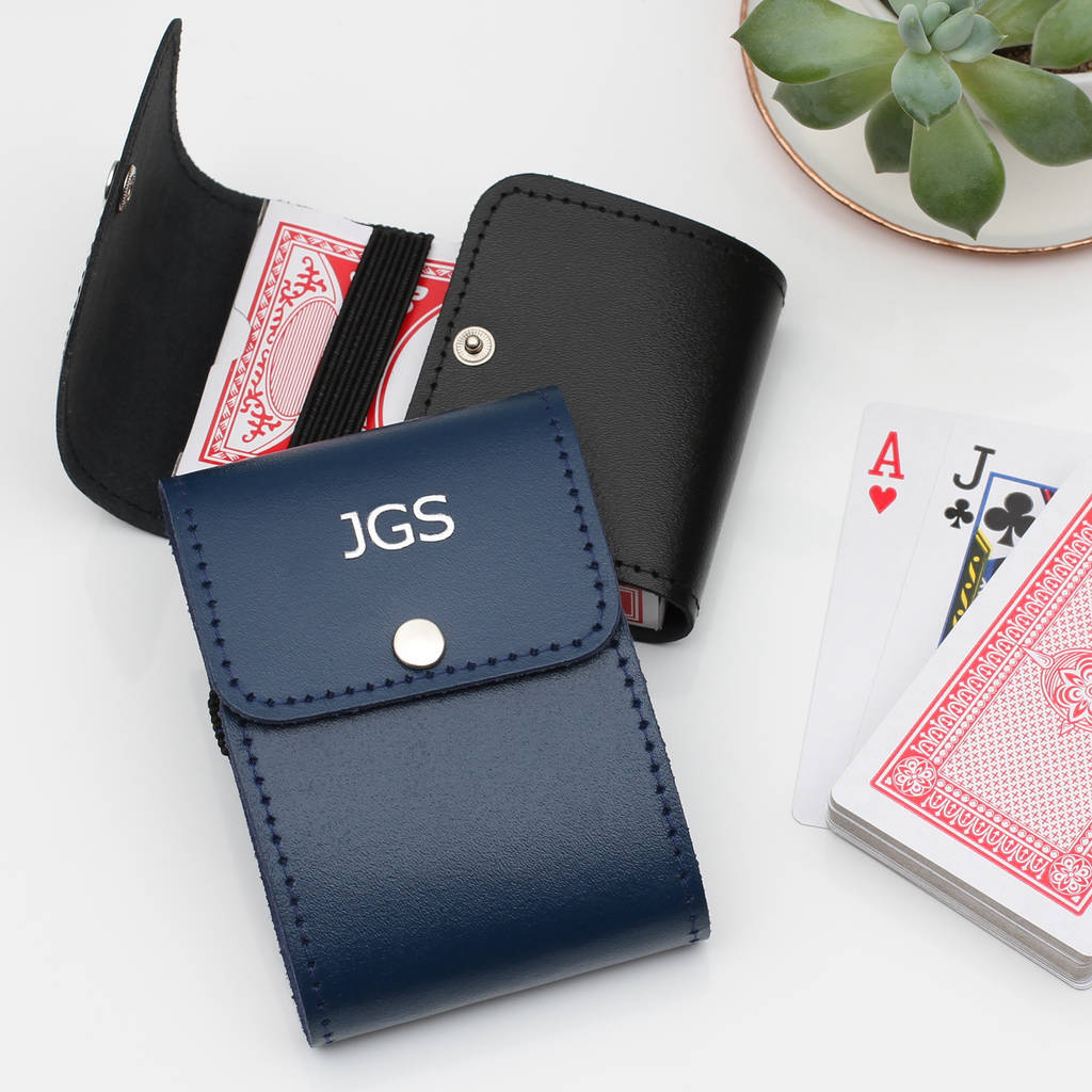 Personalised Leather Playing Card Holder And Cards, 1 of 3