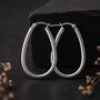 Large Sterling Silver Oval Hinged Hoop Earrings, thumbnail 5 of 7