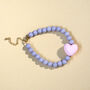 Pastel Purple Bead And Pink Heart Bracelet, thumbnail 1 of 6