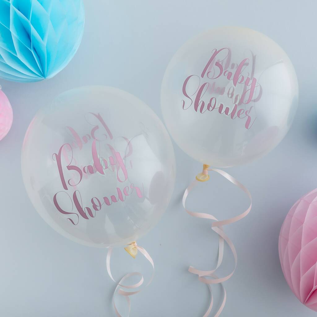 Baby Shower Pink Script Font Balloons