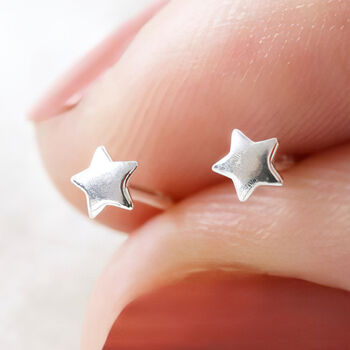 Mini Sterling Silver Star Stud Earrings, 3 of 8