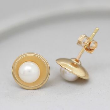 9ct Gold Pearl Earrings. Small Gold Pearl Earrings, 11 of 11