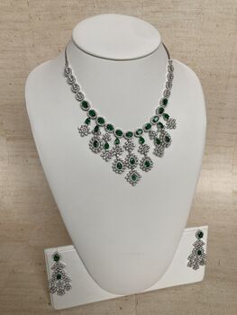 Emerald Green American Diamond Silver Set, 9 of 10