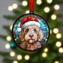 Labradoodle Golden In Santa Hat Suncatcher Decoration, thumbnail 3 of 6