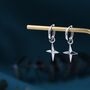 Sterling Silver Chunky Star Huggie Hoop Earrings, thumbnail 2 of 11