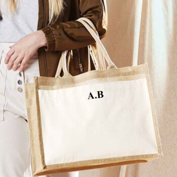 Personalised Jute Shopper Tote Bag, 2 of 6