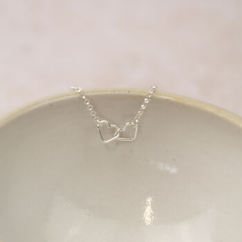 Sterling Silver Double Heart Link Necklace, 2 of 3