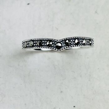 Sterling Silver Marcasite Wishbone Ring, 4 of 6