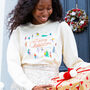 Merry Christmas Retro Festive Scene Christmas Jumper Sweatshirt, thumbnail 1 of 9