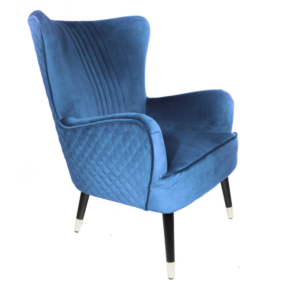 Kingston Velvet Armchair Blue By The Orchard Furniture