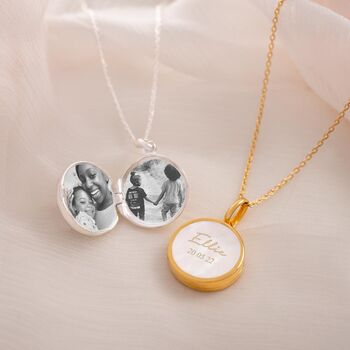 Mother Of Pearl Name And Date Personalised Locket, 4 of 12
