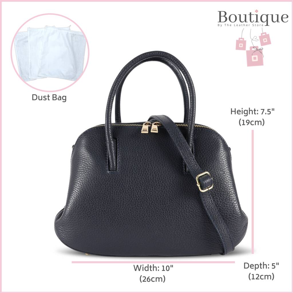 Leather Grab Handbag, Navy Blue By The Leather Store