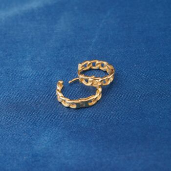 Gold Chain Hoops, Small Minimalistic Hoops, 5 of 7