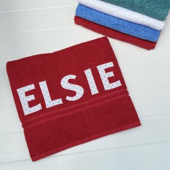 Personalised Towels With Appliqued Letters, 9 of 12