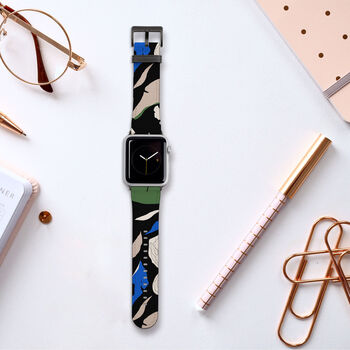 Blue Tropical Vegan Leather Apple Watch Band, 3 of 6