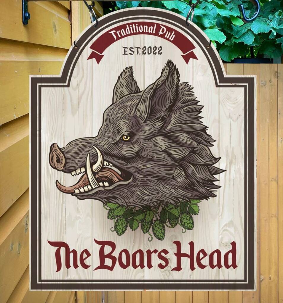 Boars Head Personalised Home Pub Sign Man Cave Sign, 1 of 8