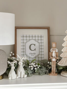 Personalised Sage Gingham Art Print, 4 of 6