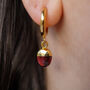 Garnet Birthstone Hoop Earrings, thumbnail 3 of 10