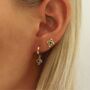 Theron Cubic Zirconia Sterling Silver/Gold Plated Hoops, thumbnail 1 of 12