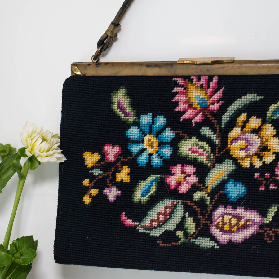 Vintage Floral Cross Stitch Handbag By Iamia | notonthehighstreet.com
