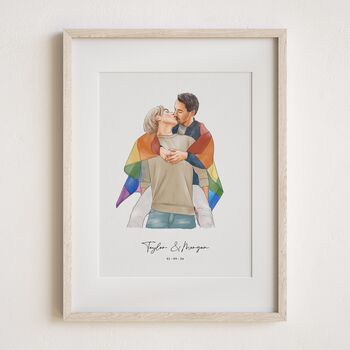 Personalised Couple Portrait – Hand Drawn Watercolour Lgbtq Gift, 8 of 11