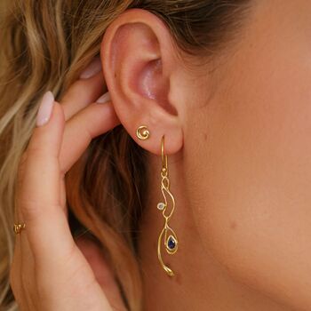 Tiny Gold Spiral Stud Earrings, 2 of 5