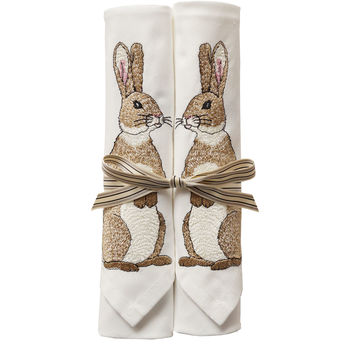 Set Of Two Embroidered Rabbit Napkins, 3 of 5
