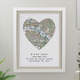 Heart Map Wedding Framed Print, thumbnail 1 of 2