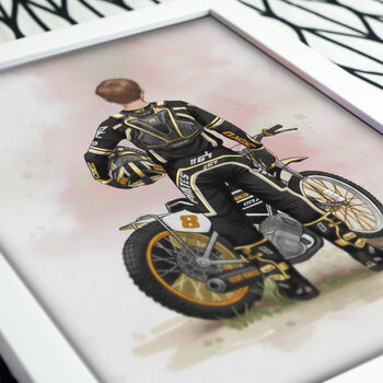 Personalised Speedway Rider Print, 2 of 7