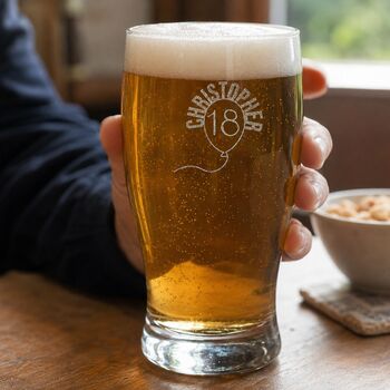 Engraved Pint Glass Personalised 18th Birthday Gift, 4 of 12