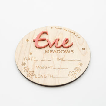 Personalised Baby Name And Stats Announcement Plaque, 8 of 12
