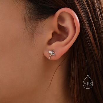 Sterling Silver Manta Ray Internally Threaded Flat Back Earrings, 2 of 8
