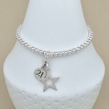 Skinny Bead Bracelet With Star And Number Charms, 2 of 6