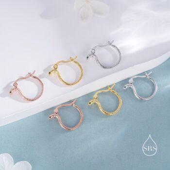 Sterling Silver Cobra Snake Hoops, 6 of 10