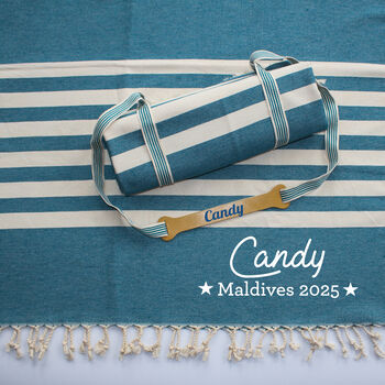 Personalised Beach Towel, 2nd Wedding Anniversary Gift Set, 6 of 7
