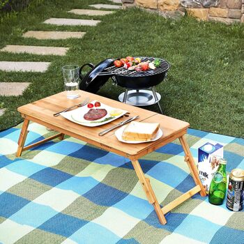 Adjustable Bamboo Laptop Desk With Tilting Surface, 3 of 5