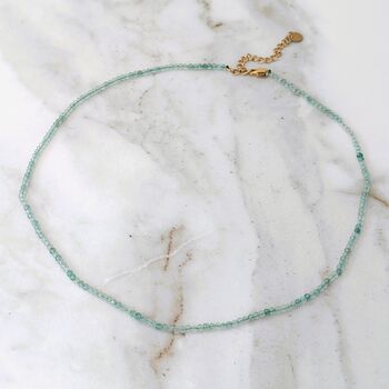 Green Aventurine Skinny Gemstone Beaded Necklace, Lighter Hue, 4 of 7