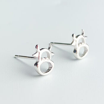 Sterling Silver Cow Face Stud Earrings, 3 of 6