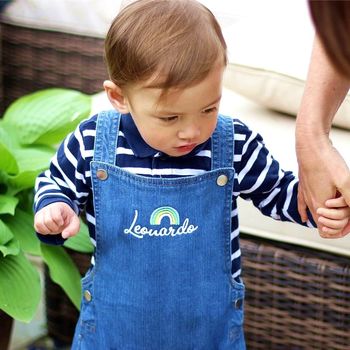 Personalised Baby Embroidered Denim Dungarees, 4 of 12