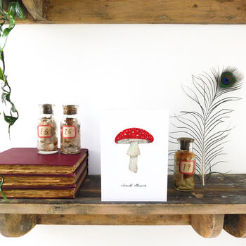 Fly Agaric Mushroom Print A6 Greetings Card, 2 of 8