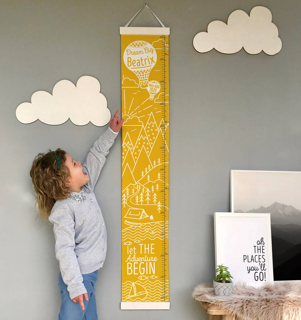 Personalised Mountain Adventure Canvas Height Chart, 1 of 11