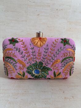 Pink Embroidered Clutch Bag, 3 of 11
