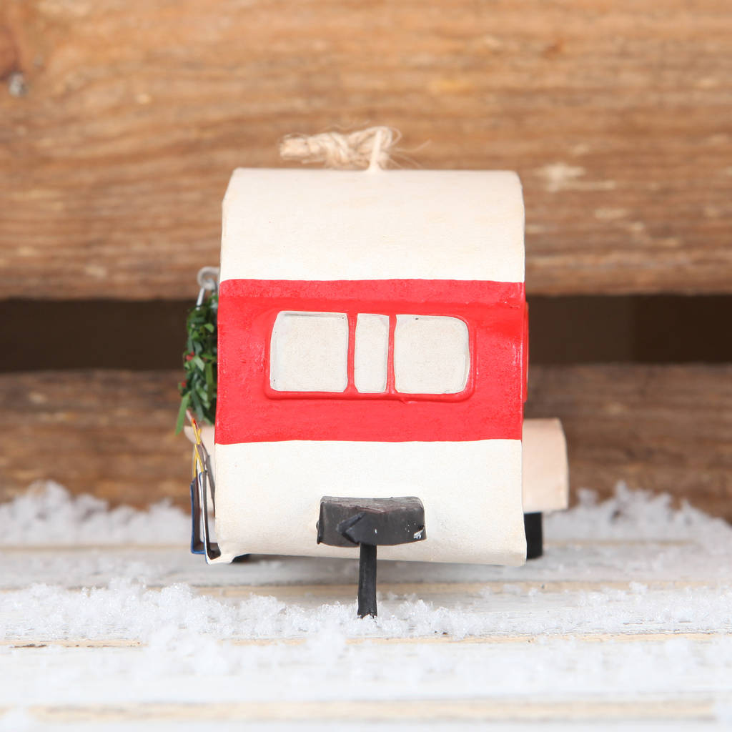 Tin Caravan Christmas Tree Decoration By red berry apple