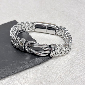 Personalised Men's Woven Steel Infinity Knot Bracelet, 4 of 4