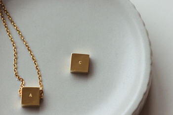 Square Pendant Initial Necklace Gold Vermeil / Sterling Silver, 2 of 3