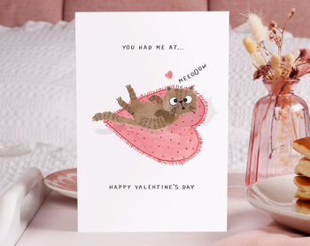 Funny Tabby Cat Meow Valentine Card, 4 of 4