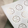Names And Wreath Foiled Wedding Stickers, thumbnail 2 of 3